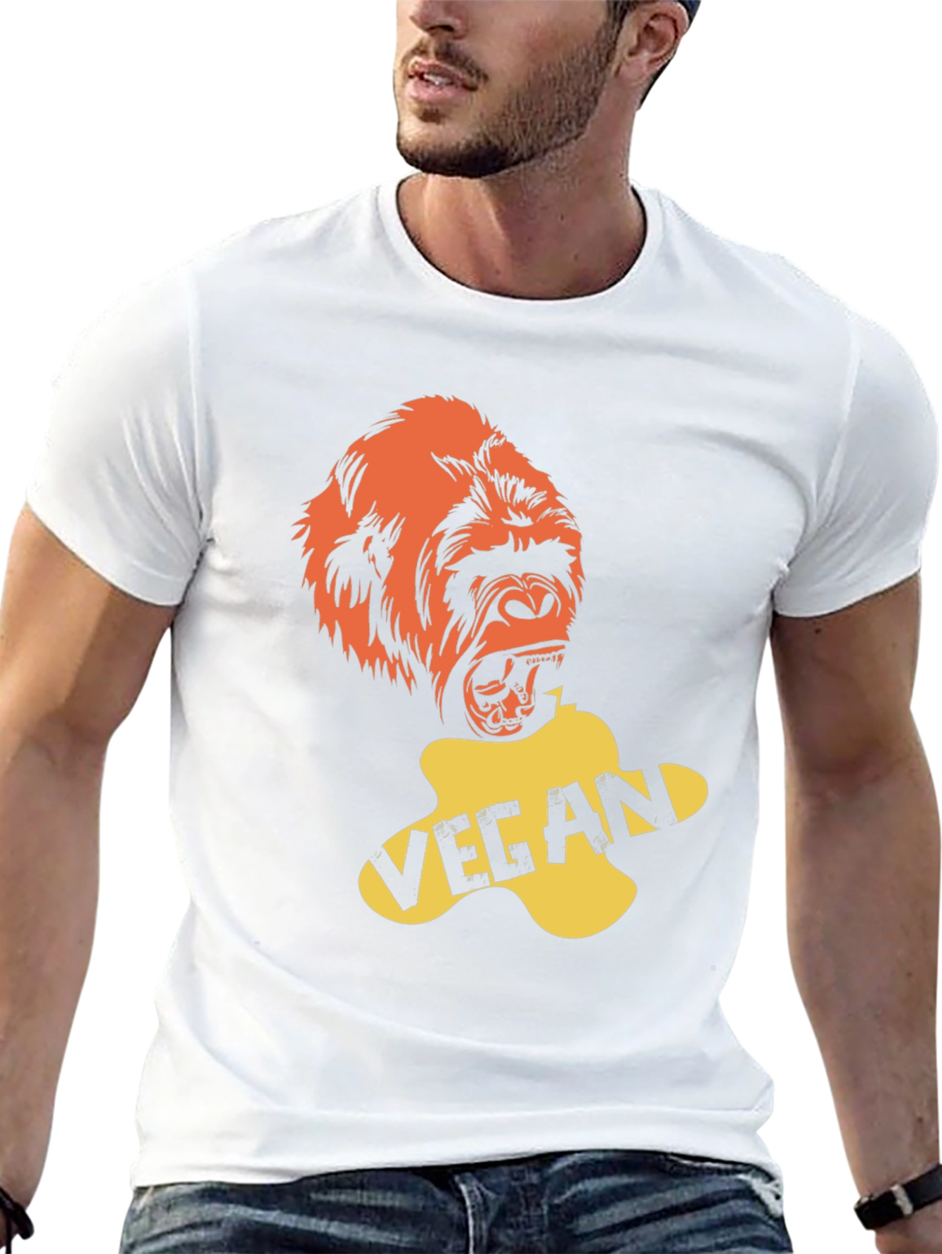 Black Vegan Gorilla Graphic T-Shirt - Bold & Ethical Style view 13