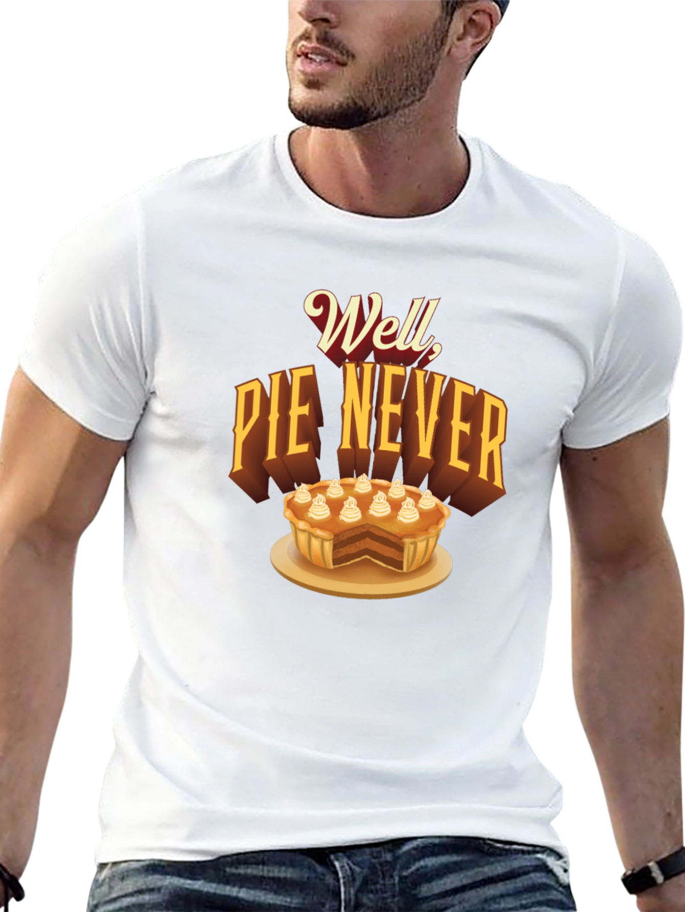 Black Well Pie Never Funny Graphic T-Shirt view 13