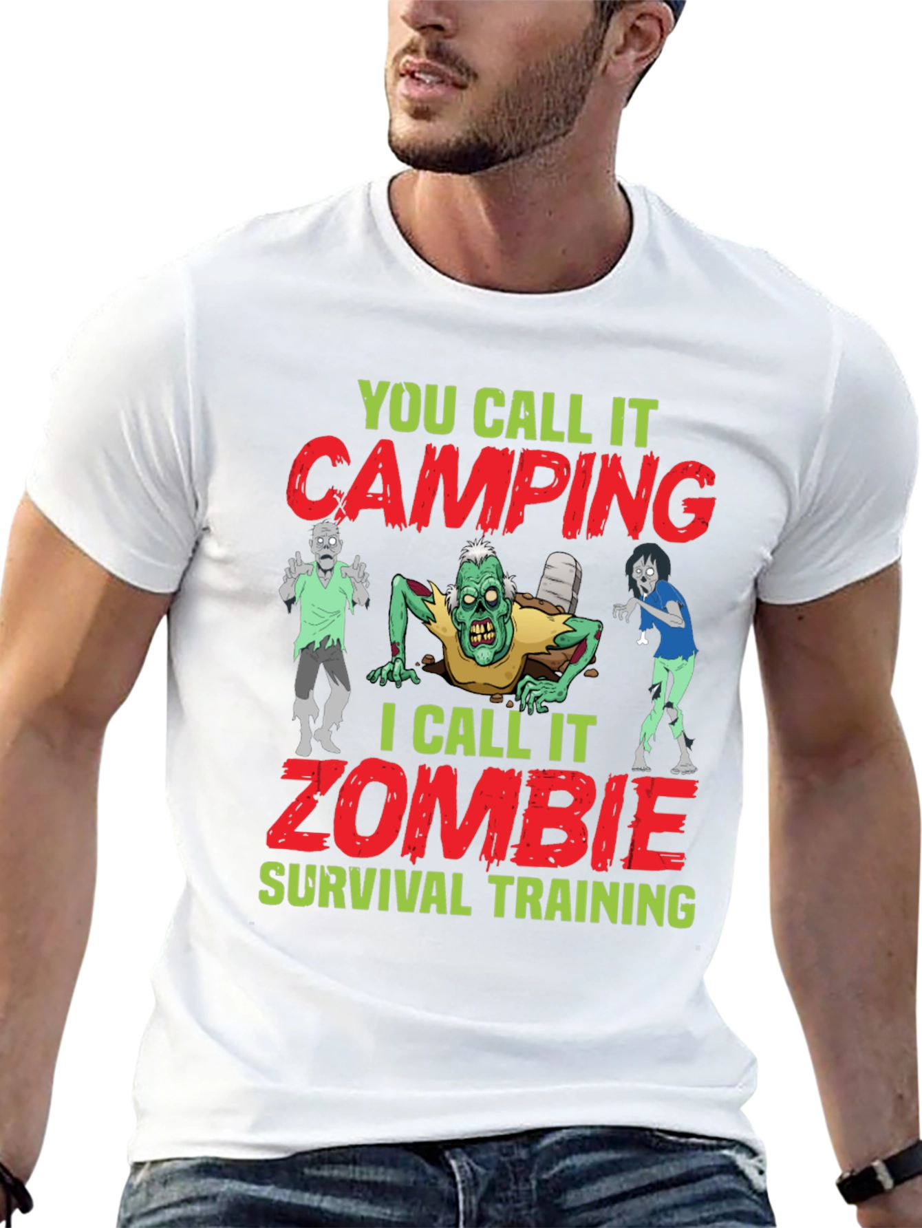 Black Zombie Survival Training T-Shirt Camping Joke view 13
