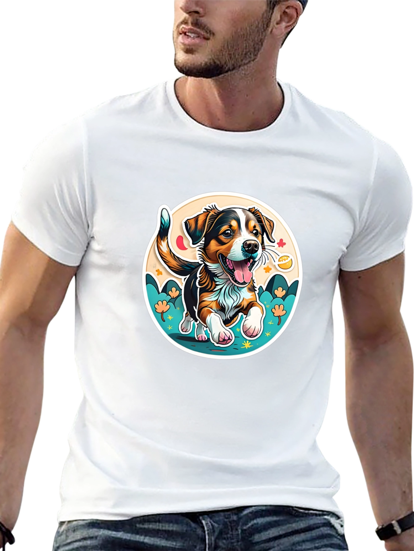 Black Cute Cartoon Dog Graphic Tee view 13