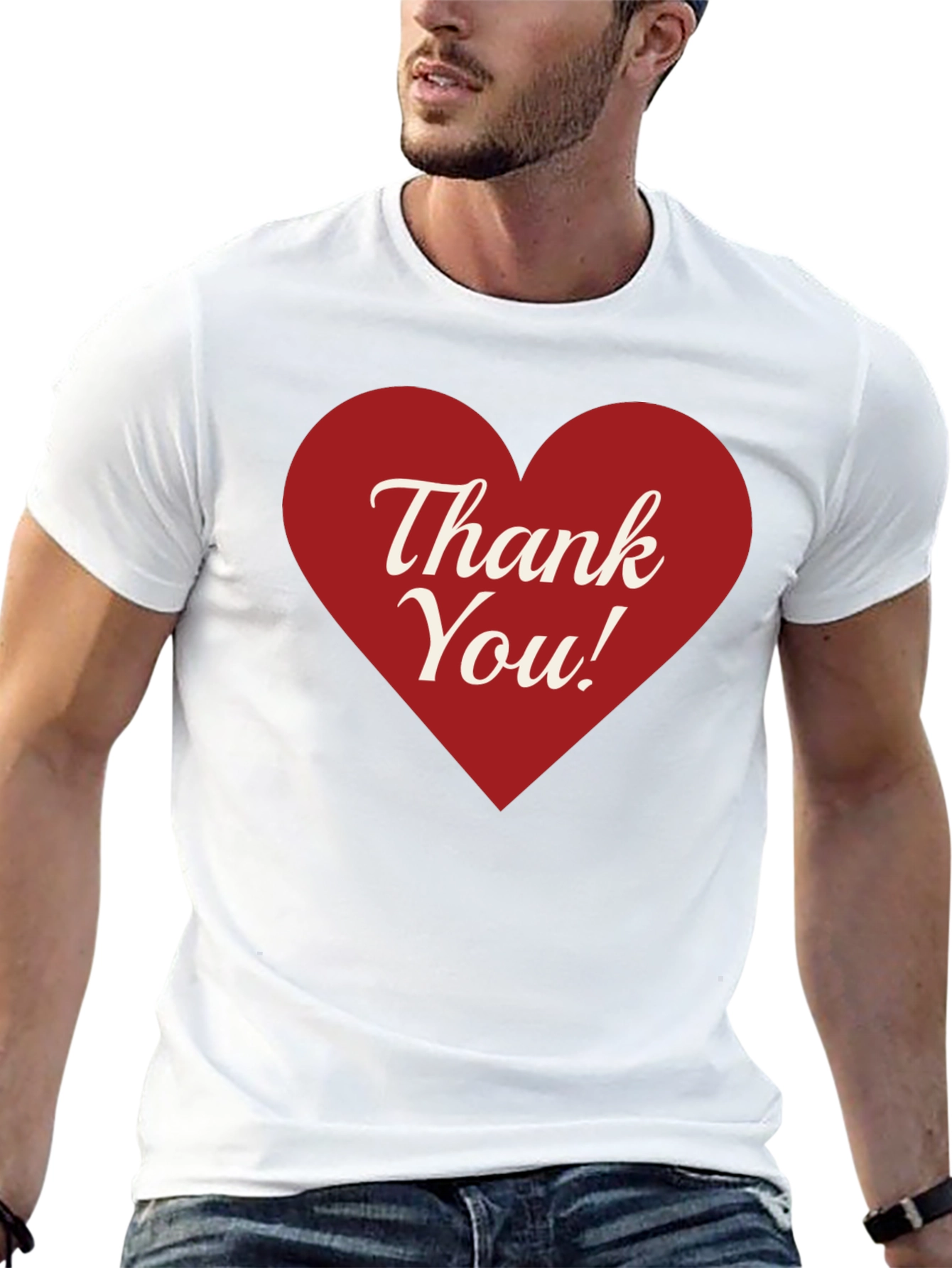 Black Thank You Heart Graphic Tee - Black Cotton Blend view 13