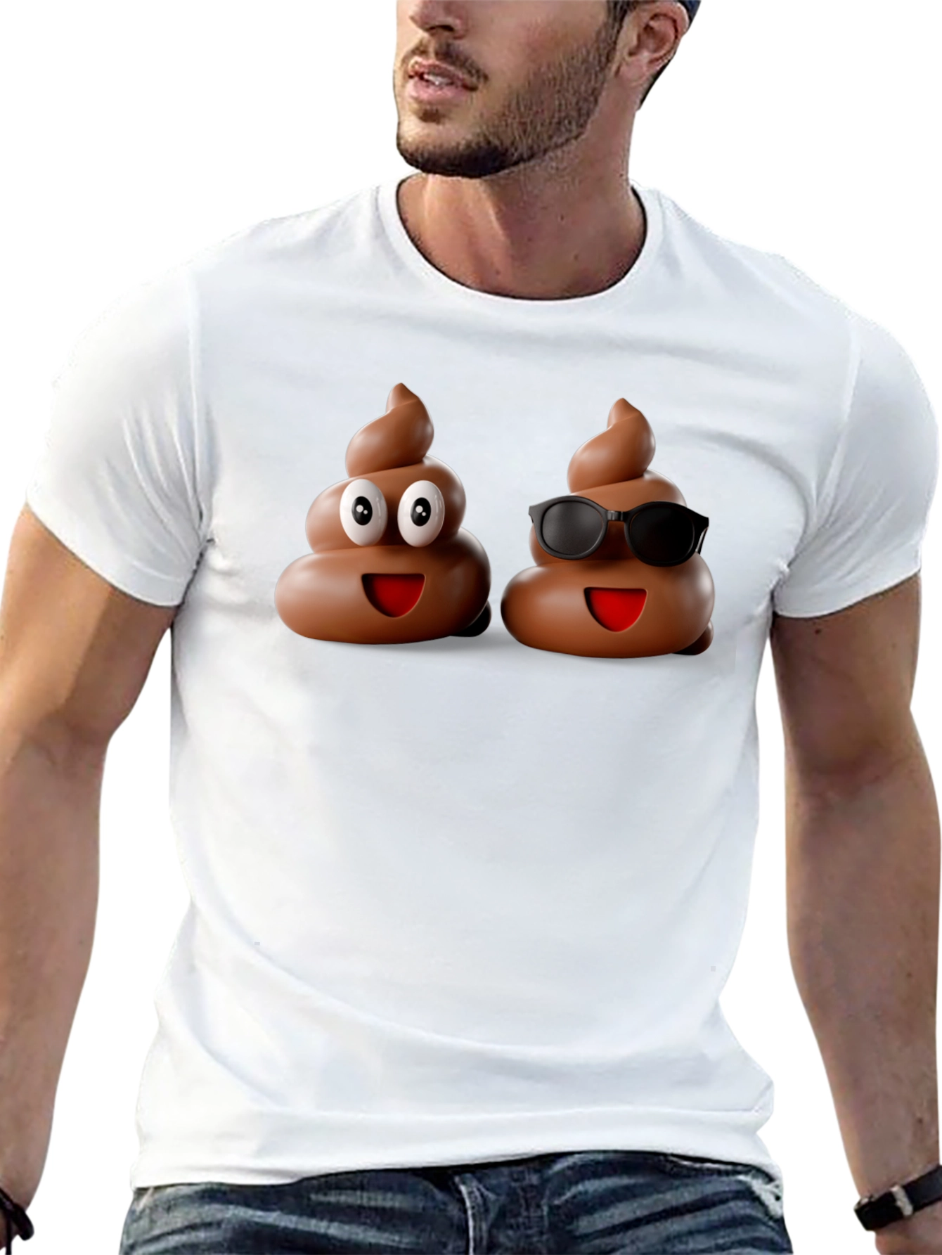 Black Funny Poop Emoji Graphic Black T-Shirt view 13