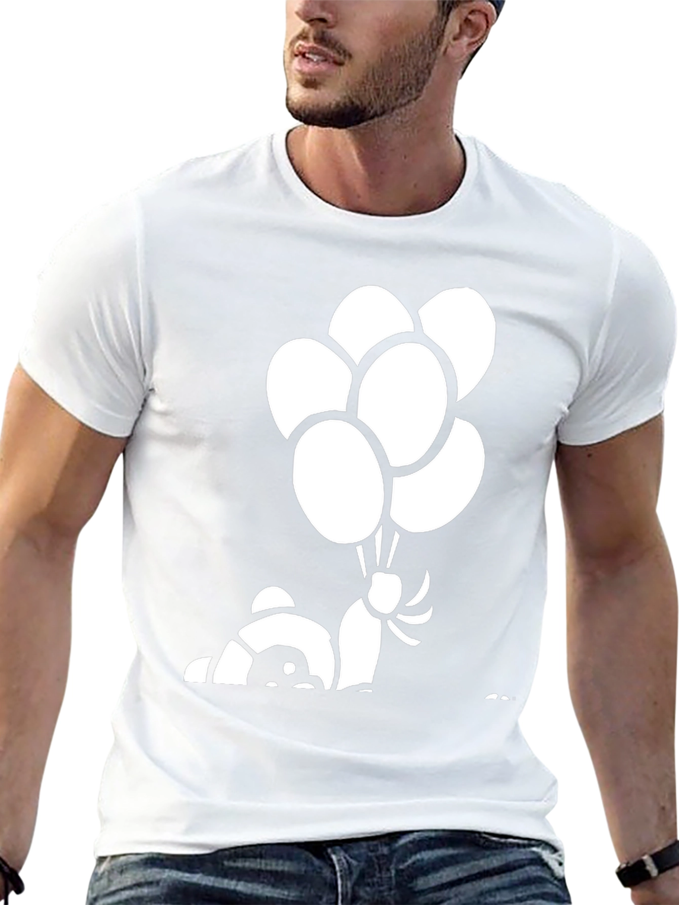 Black Panda Bear Balloon Graphic Black T-Shirt view 13