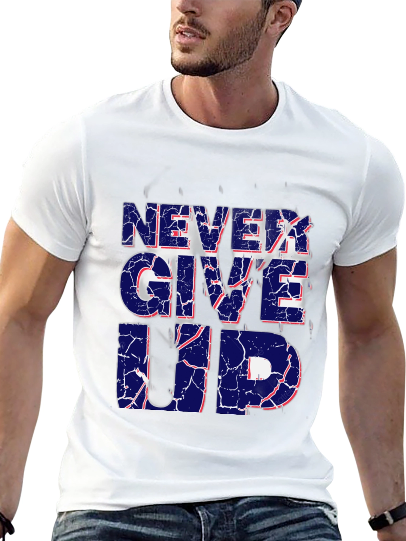 Black Never Give Up Graphic Print T-Shirt view 13