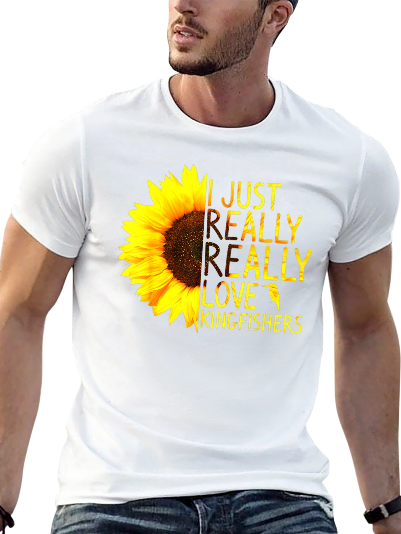 Black Sunflower Kingfisher T-Shirt - Floral Bird Lover Tee view 13