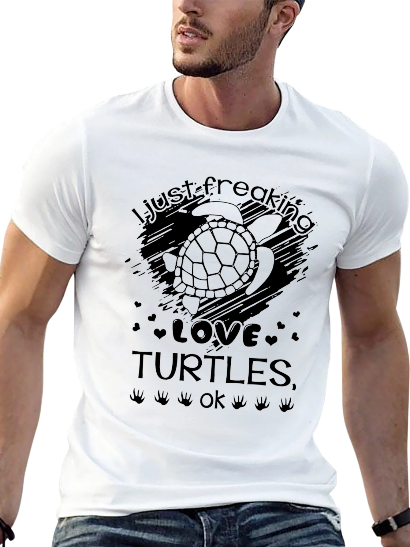 Black I Just Freaking Love Turtles Black Graphic T-Shirt view 13