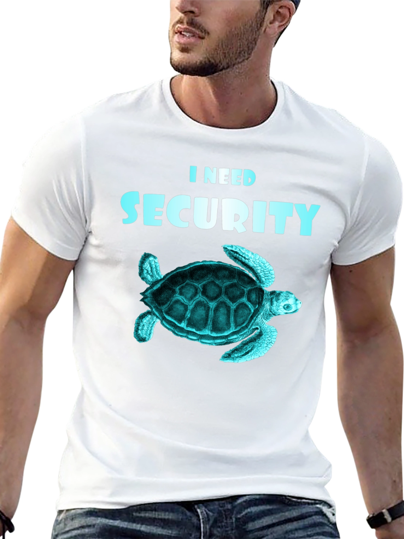Black I Need Security Turtle T-Shirt view 13