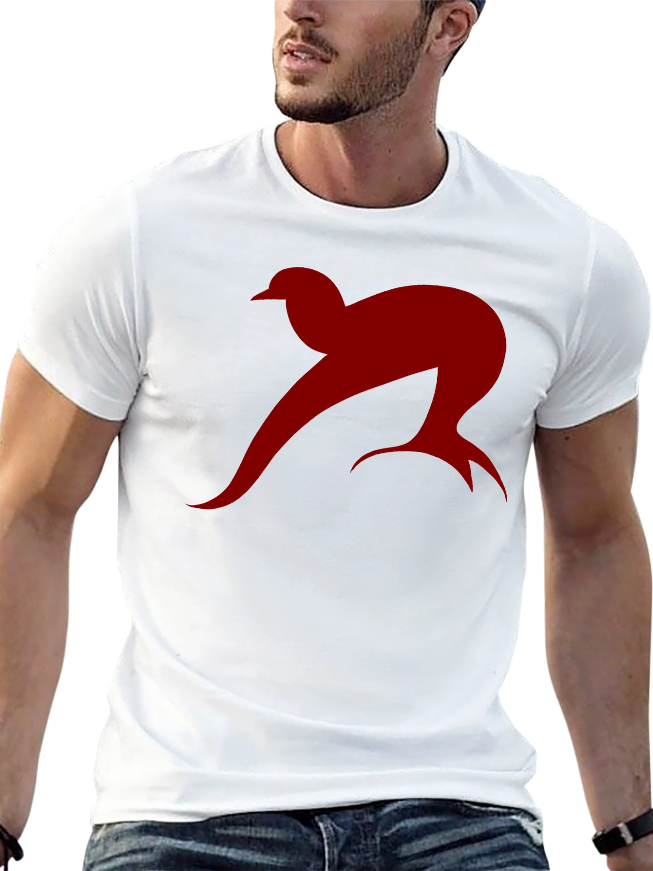 Black Abstract Bird Graphic Tee - Stylish Men's Black T-Shirt view 13