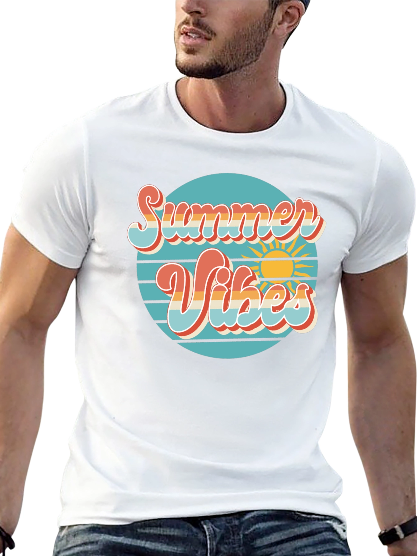 Black Summer Vibes Retro T-Shirt - Graphic Tee view 13