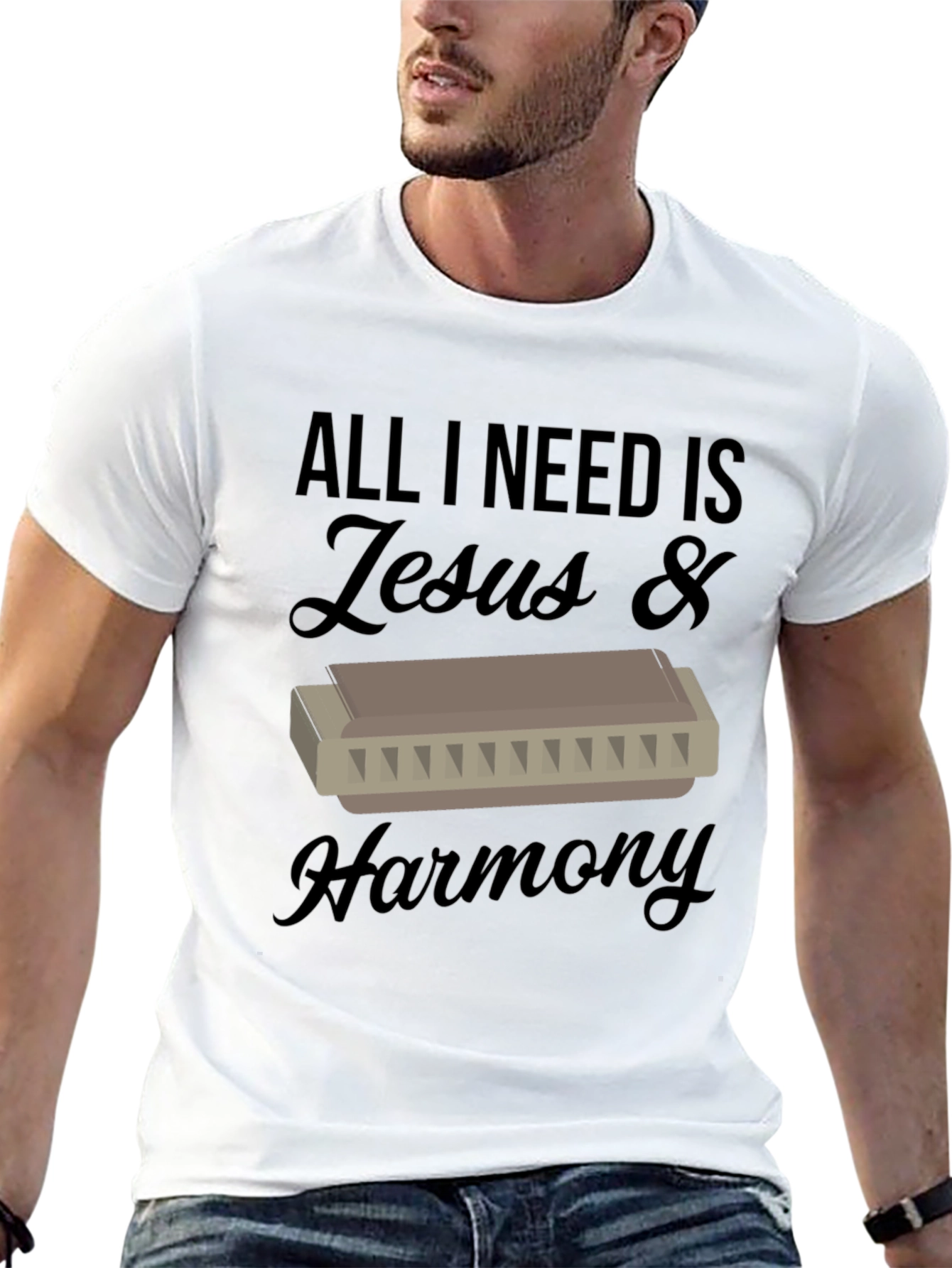 Black Jesus & Harmony T-Shirt - Music Lover Tee view 13