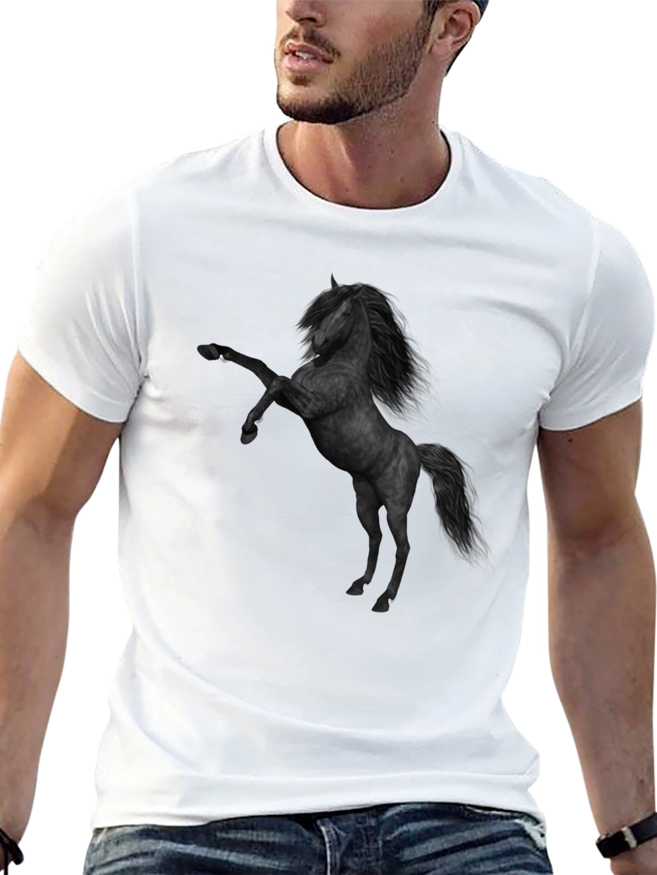 Black Black Horse Graphic Tee - Stylish Men's T-Shirt view 13