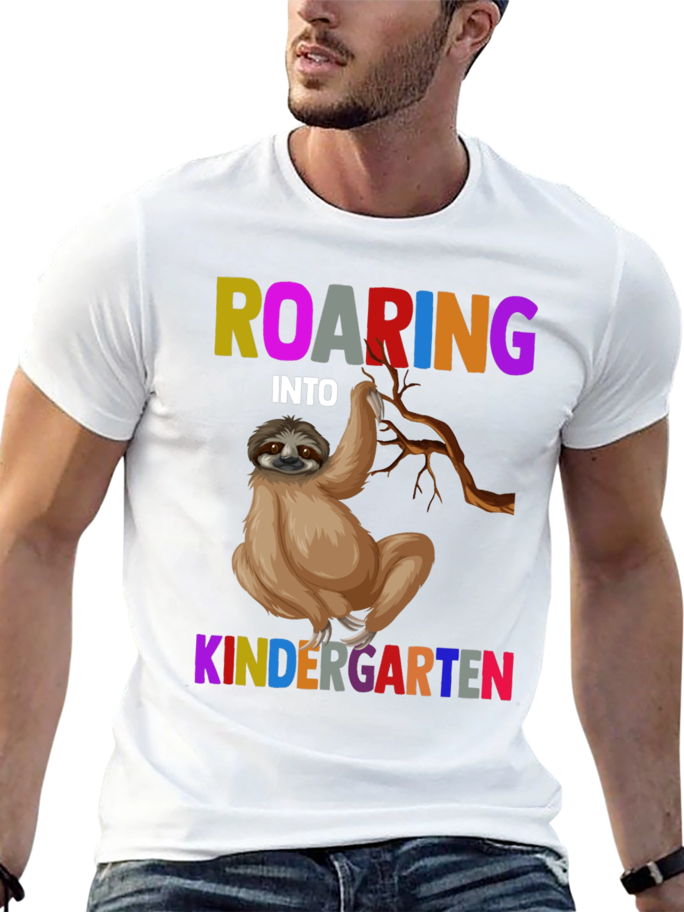 Black Roaring Into Kindergarten Sloth T-Shirt view 13