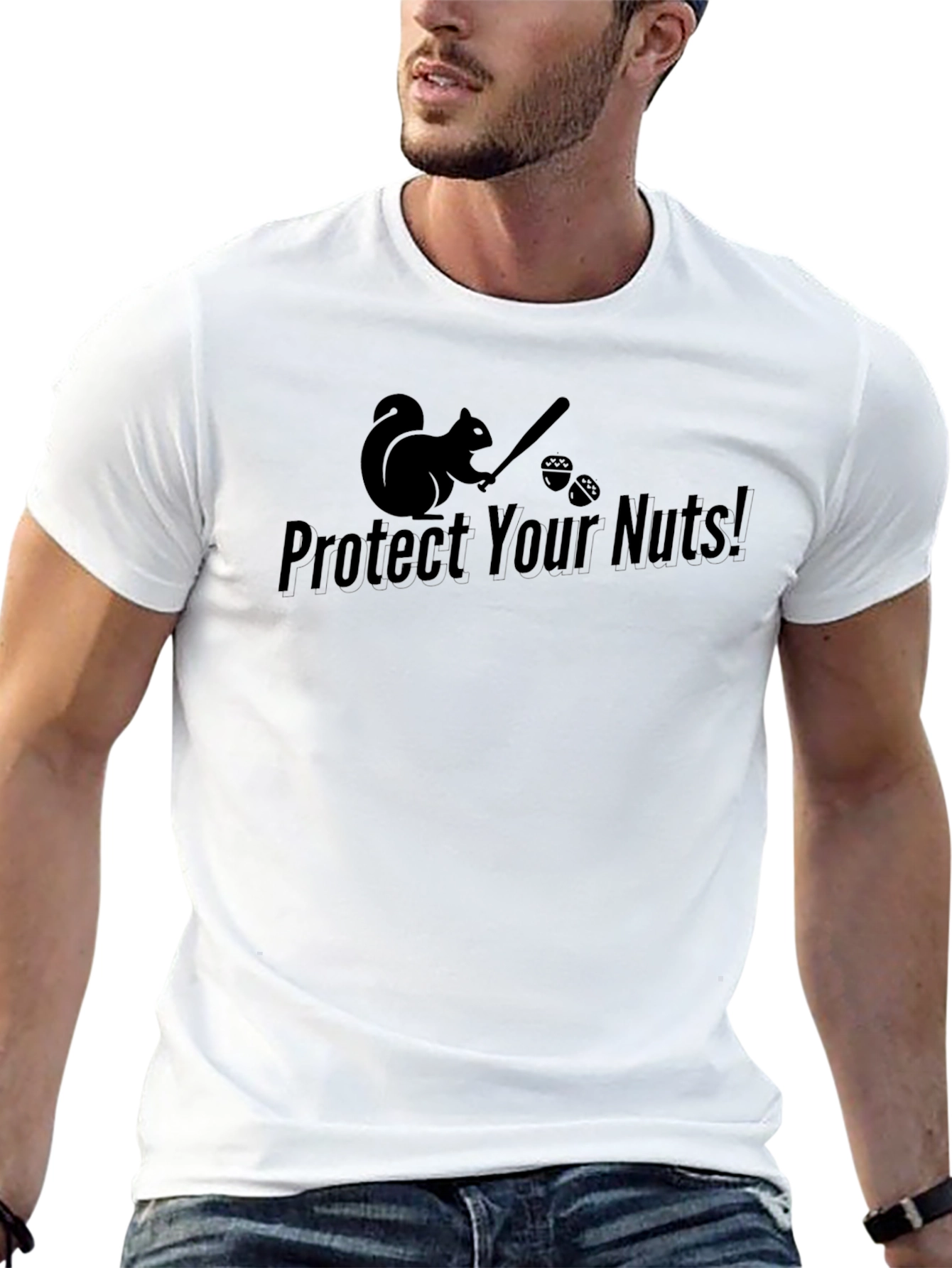 Black Protect Your Nuts! Squirrel Graphic Tee view 13
