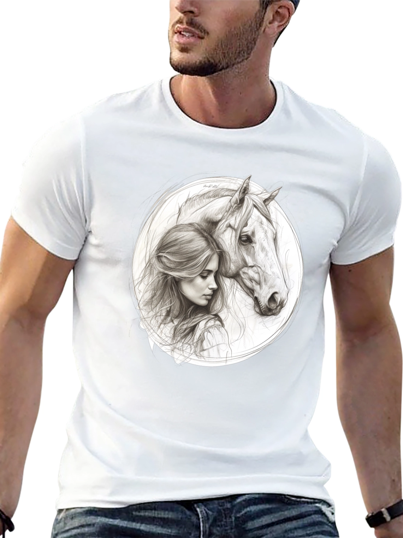 Black Woman and Horse Graphic Tee - Black view 13