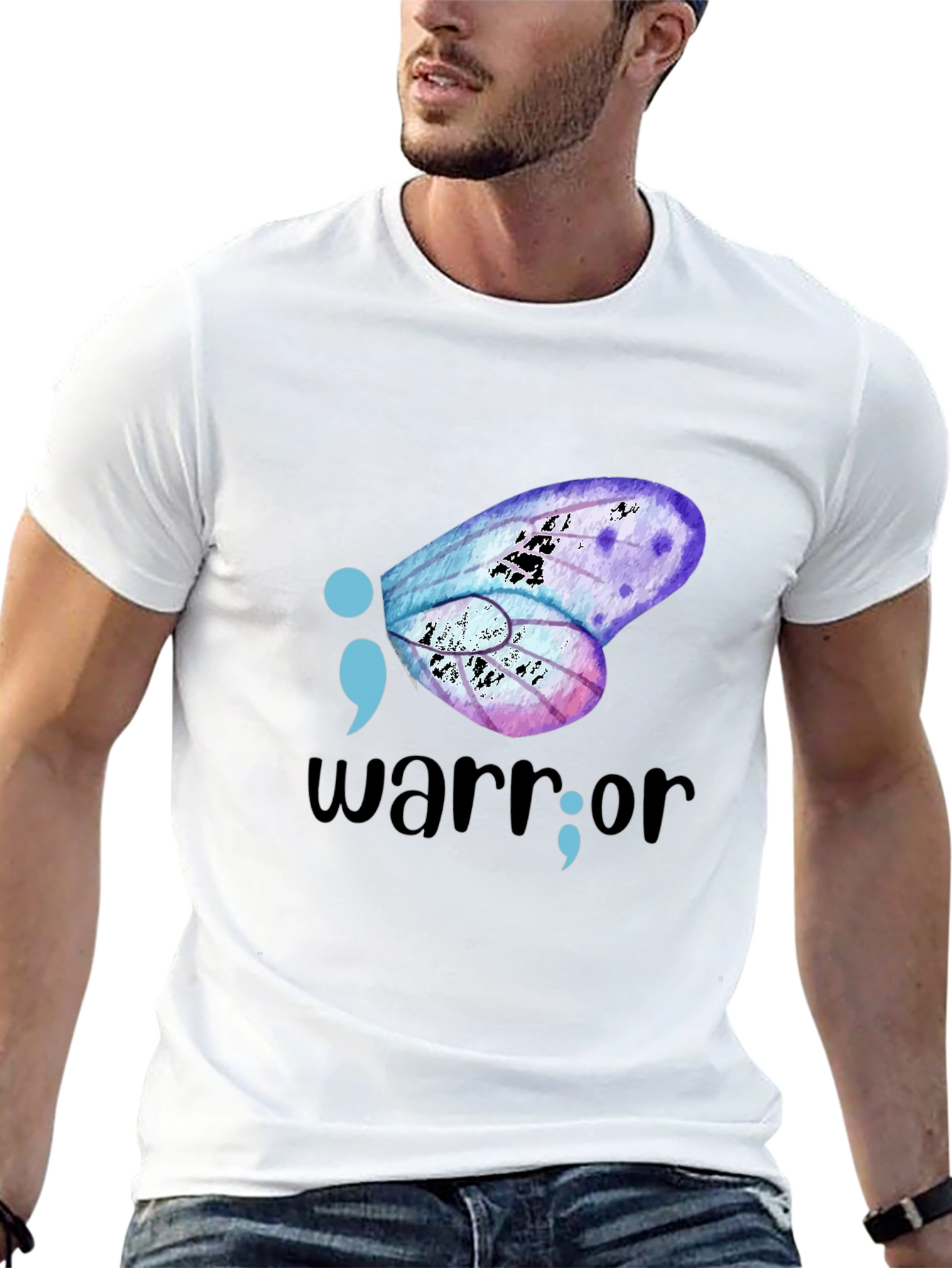 Black Semicolon Butterfly Warrior Graphic Tee view 13