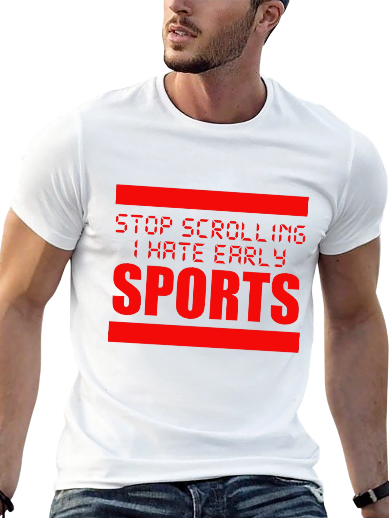 Black Stop Scrolling I Hate Early Sports Graphic Tee view 13