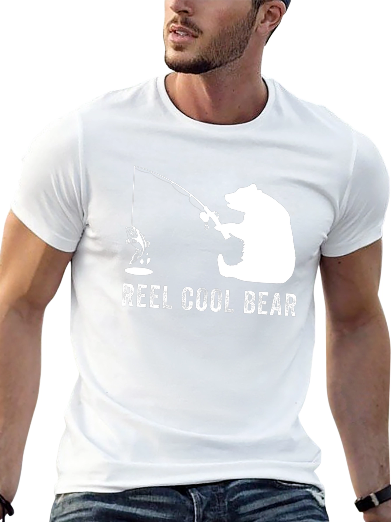 Black Reel Cool Bear T-Shirt - Fishing Graphic Tee view 13