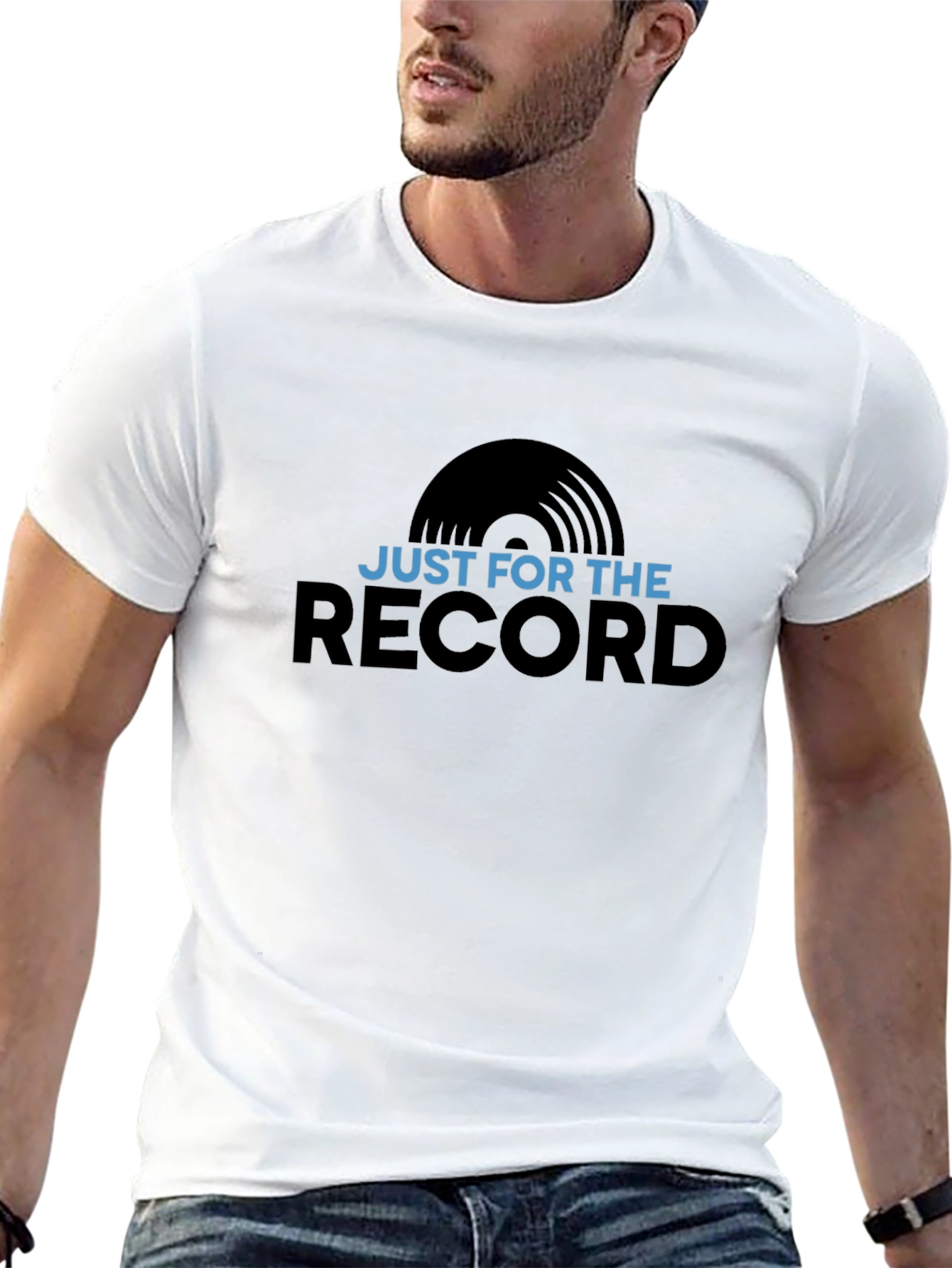 Black Just For The Record Graphic Tee - Black Cotton T-Shirt view 13