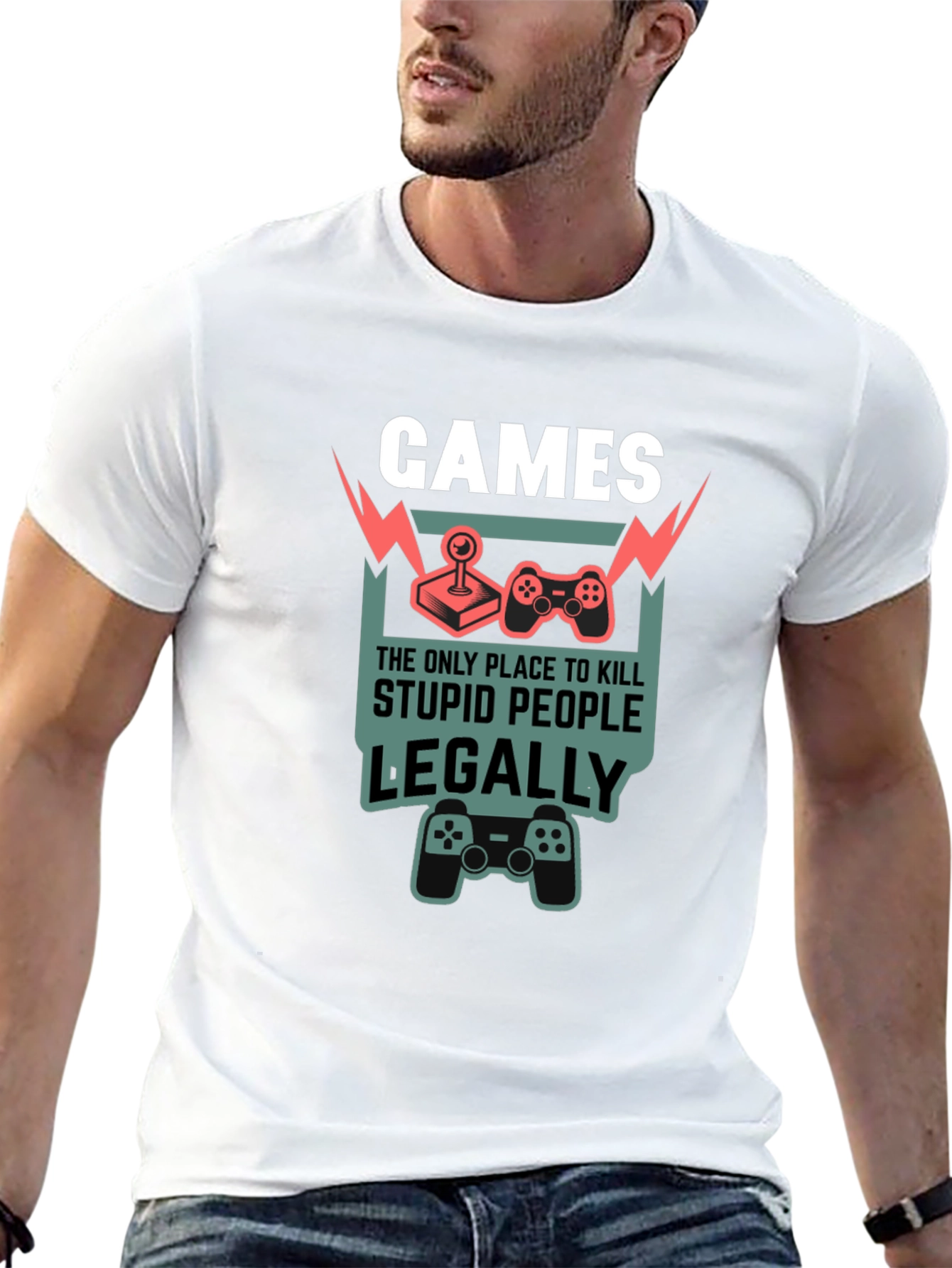 Black Games Kill Stupid People Legally T-Shirt view 13