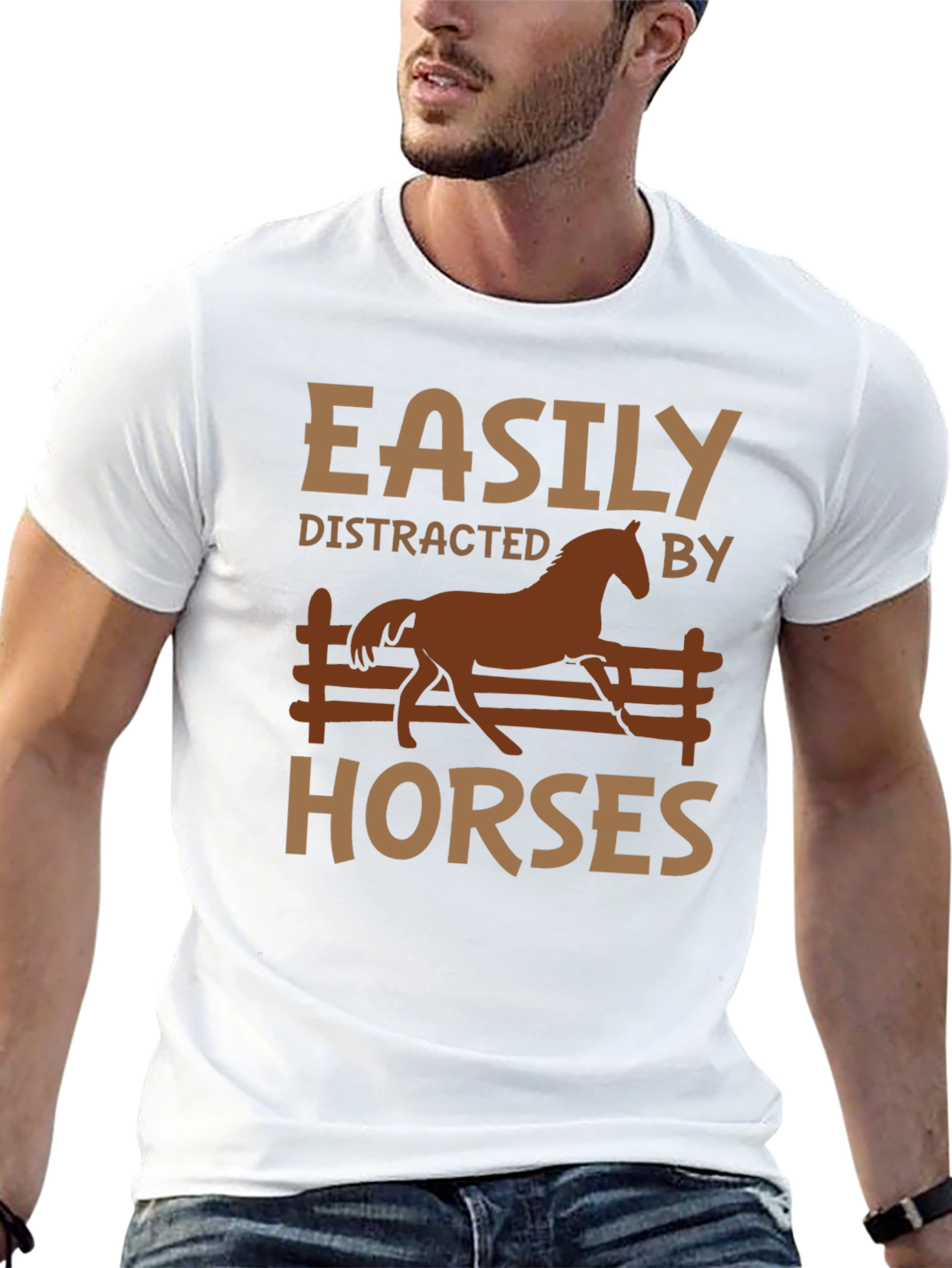 Black Easily Distracted By Horses Graphic T-Shirt view 13