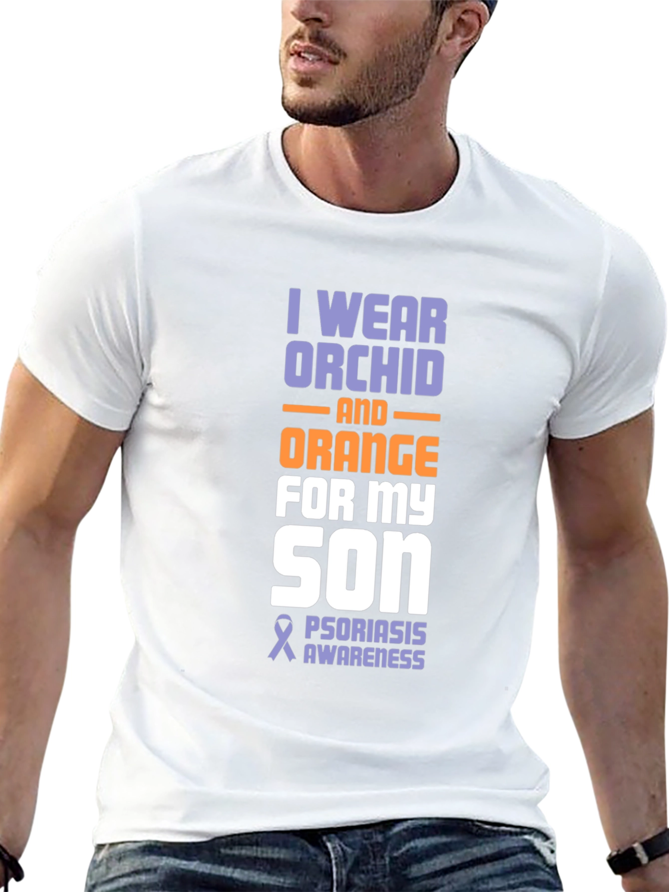 Orchid & Orange Psoriasis Awareness Son T-Shirt - 13