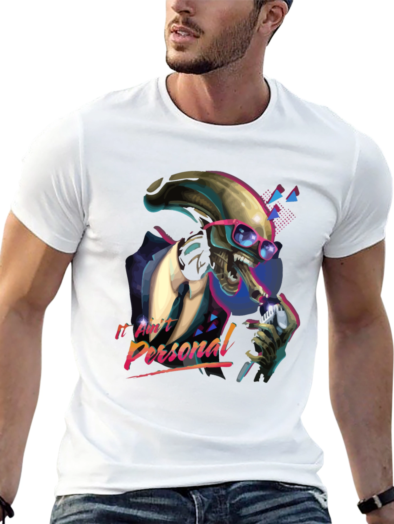 Black Retro Alien Suit T-Shirt - "It Ain't Personal" view 13