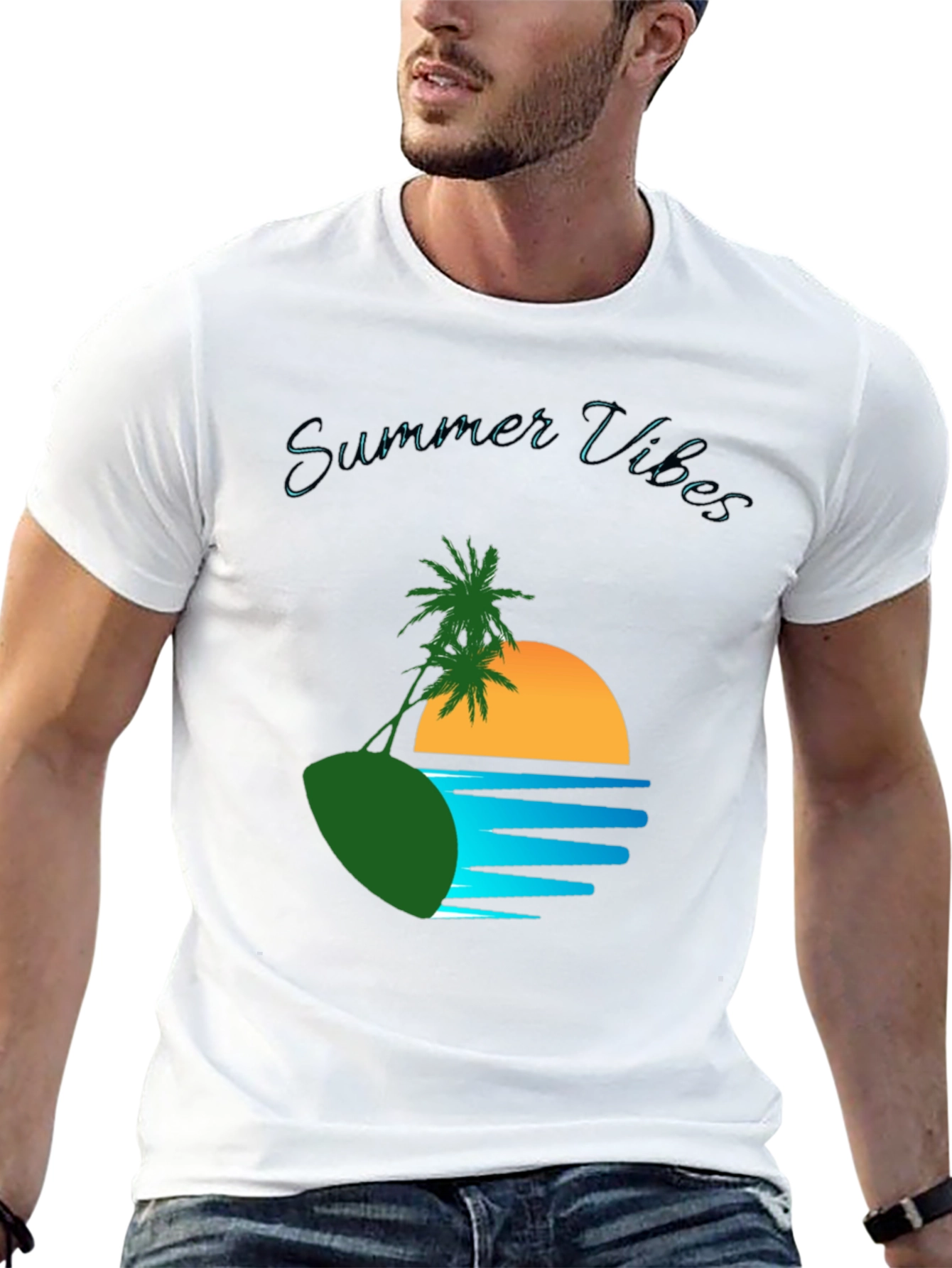 Black Summer Vibes Graphic T-Shirt view 13