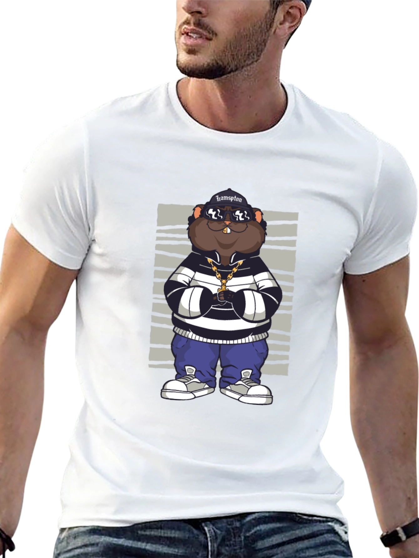 Black Funny Cartoon Animal Graphic Tee view 13