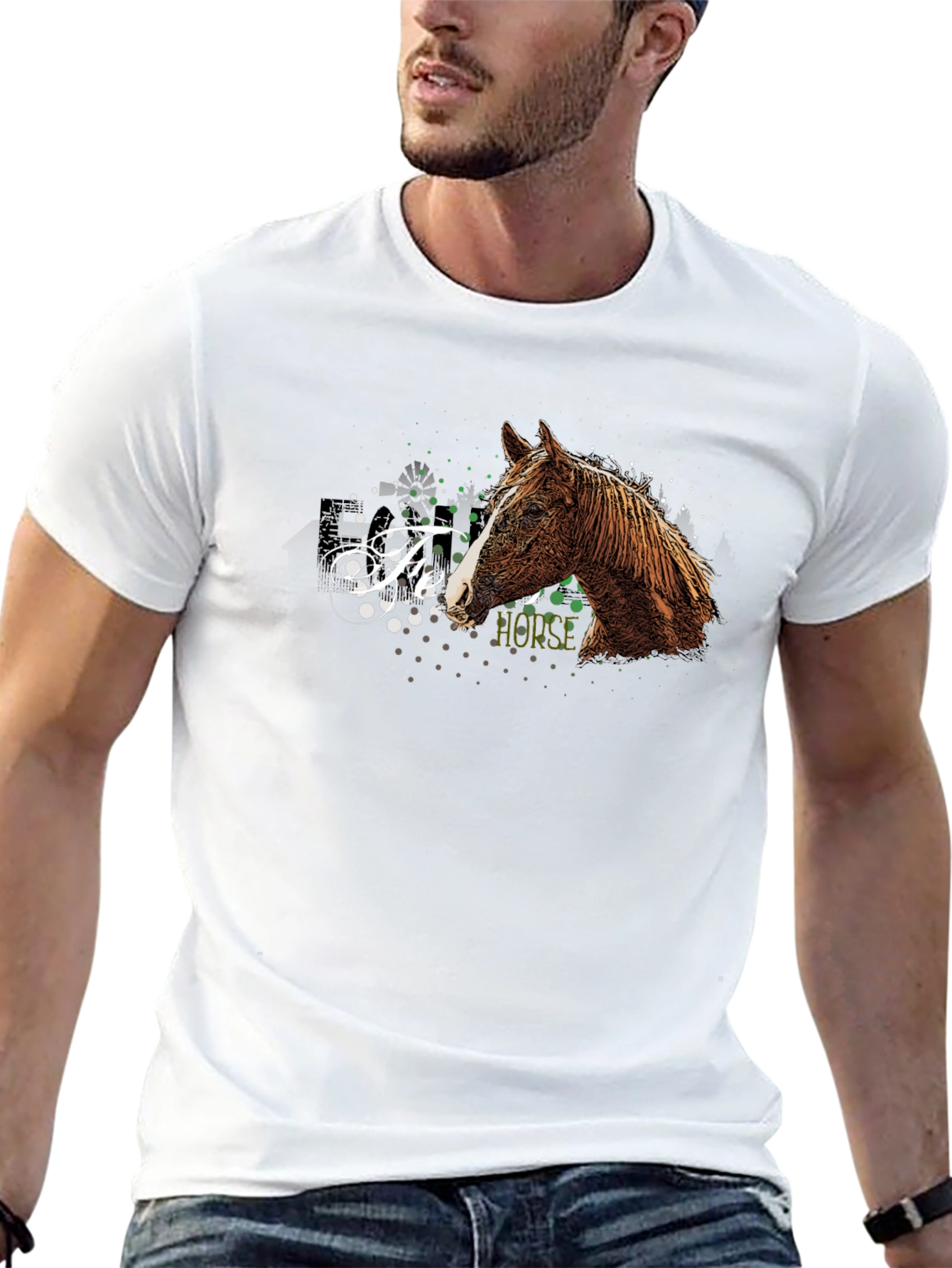 Black Horse Graphic Print Black T-Shirt view 13