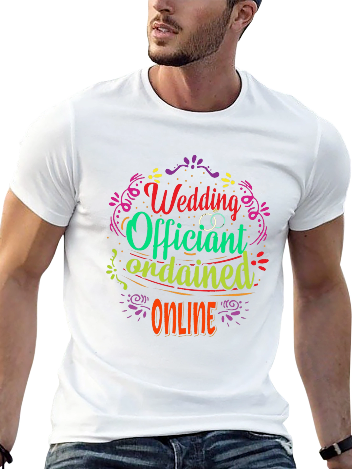 Black Wedding Officiant Ordained Online T-Shirt view 13