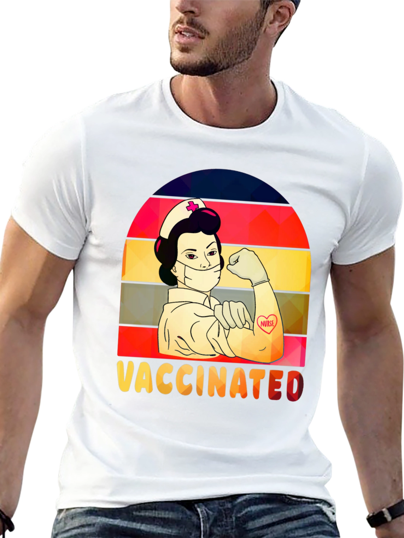 Vaccinated Nurse T-Shirt -  Retro Design - 13