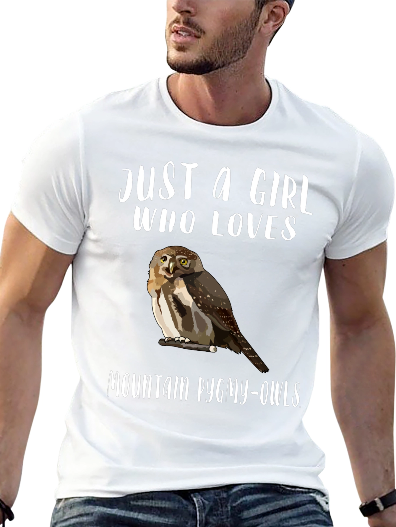 Black Just a Girl Who Loves Mountain Pygmy-Owls T-Shirt view 13