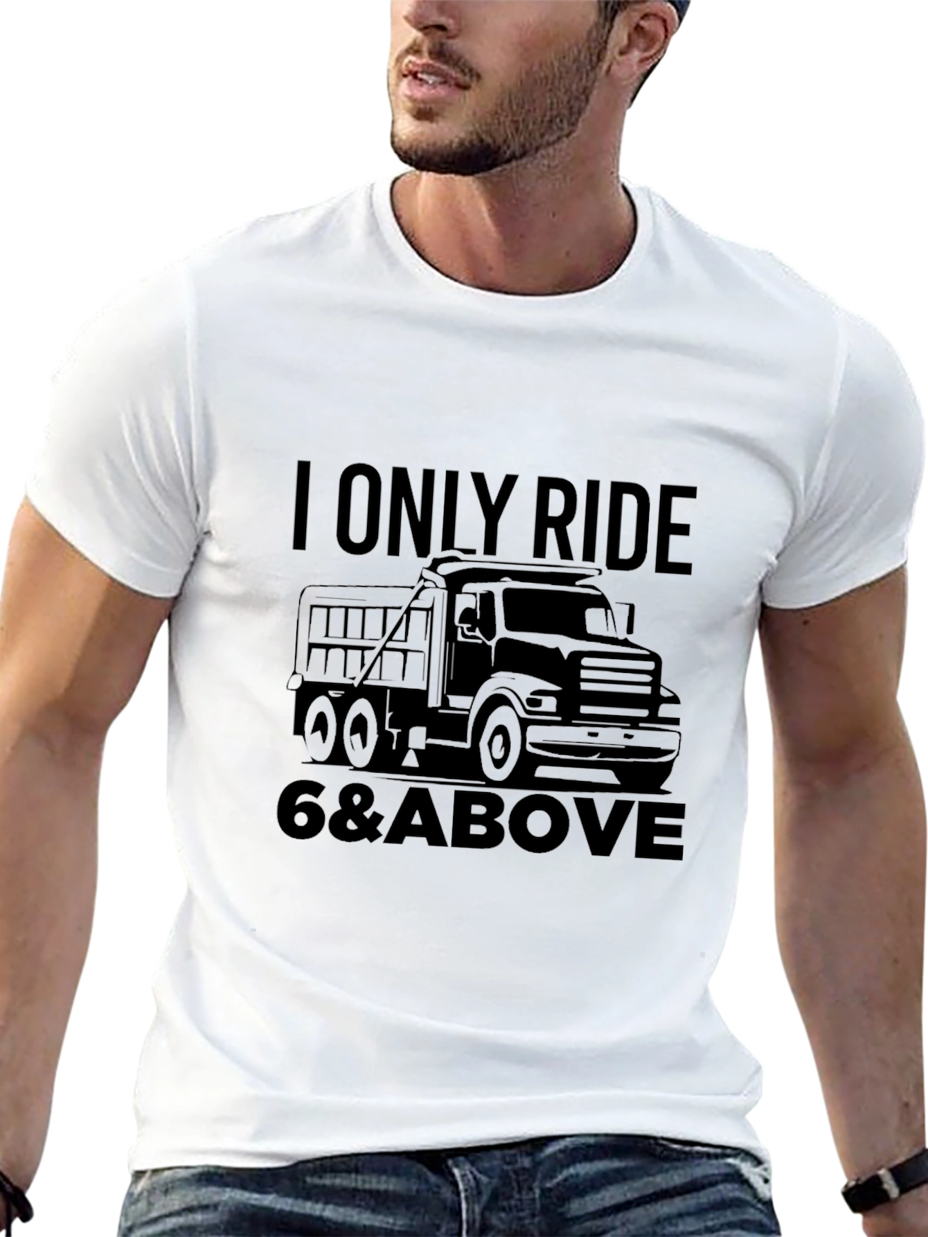Black I Only Ride 6 & Above Truck Black T-Shirt view 13