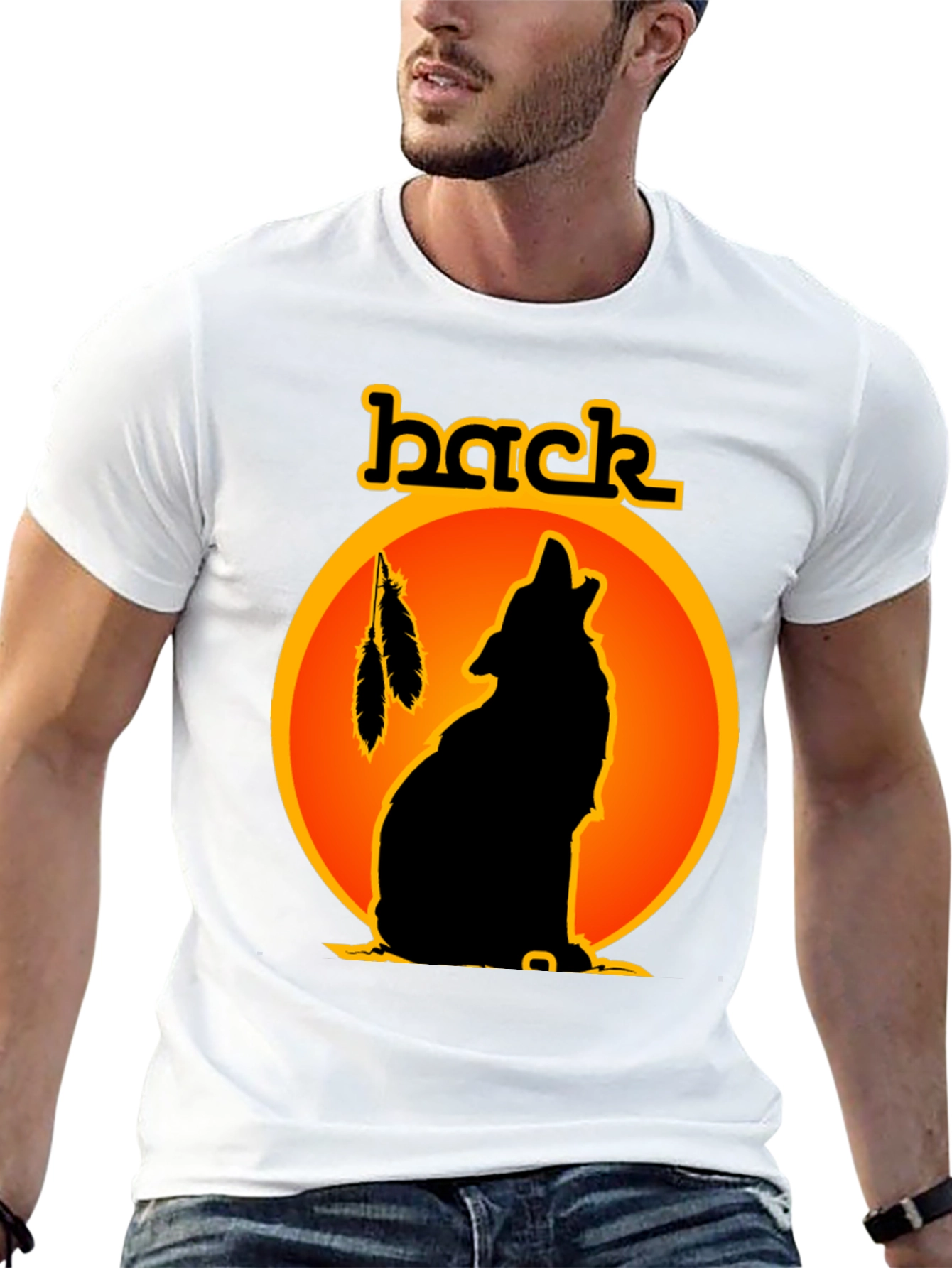 Black Wolf Silhouette Graphic Tee view 13