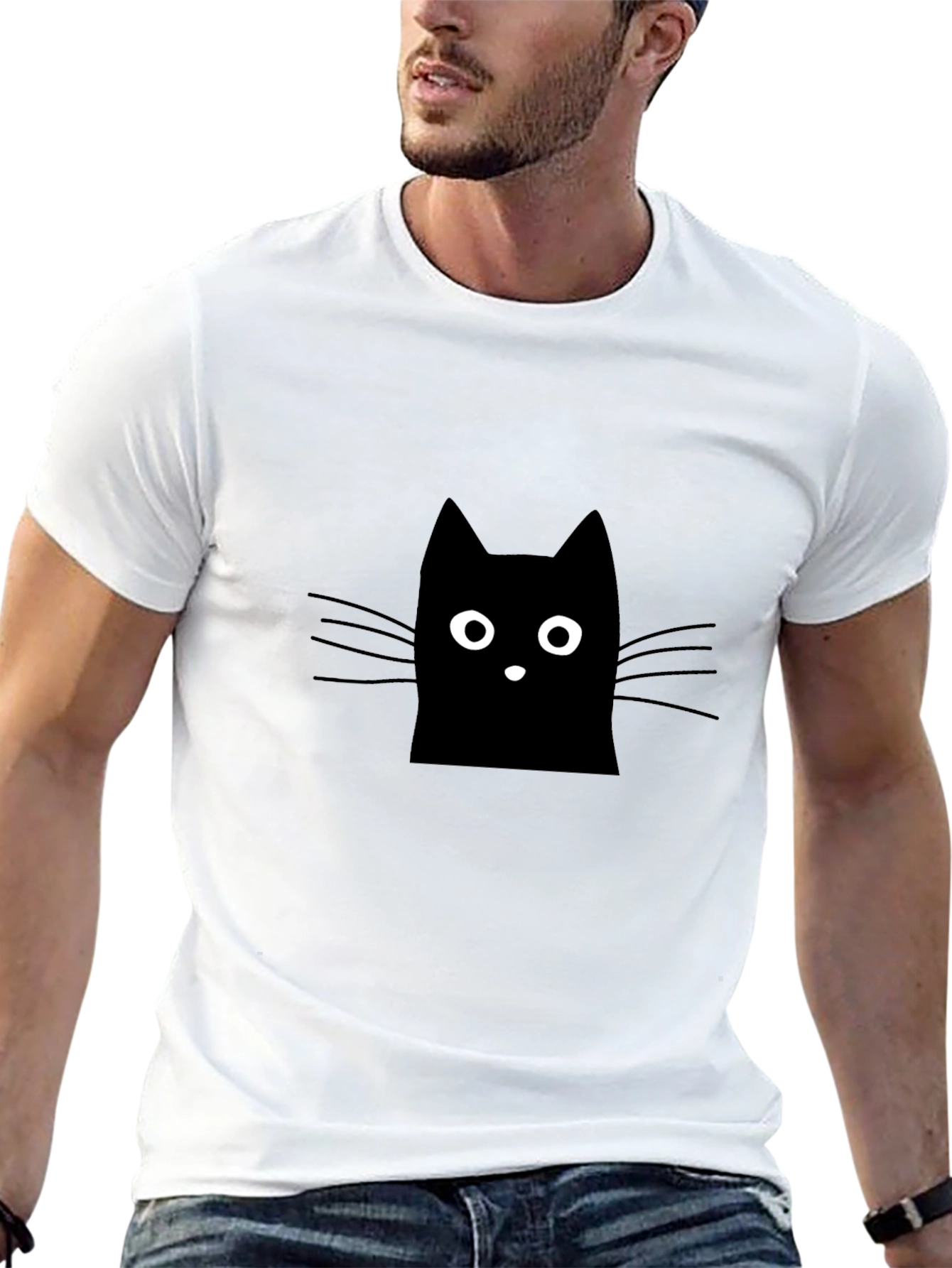 Black Black Cat Graphic Tee - Men's Casual Shirt view 13