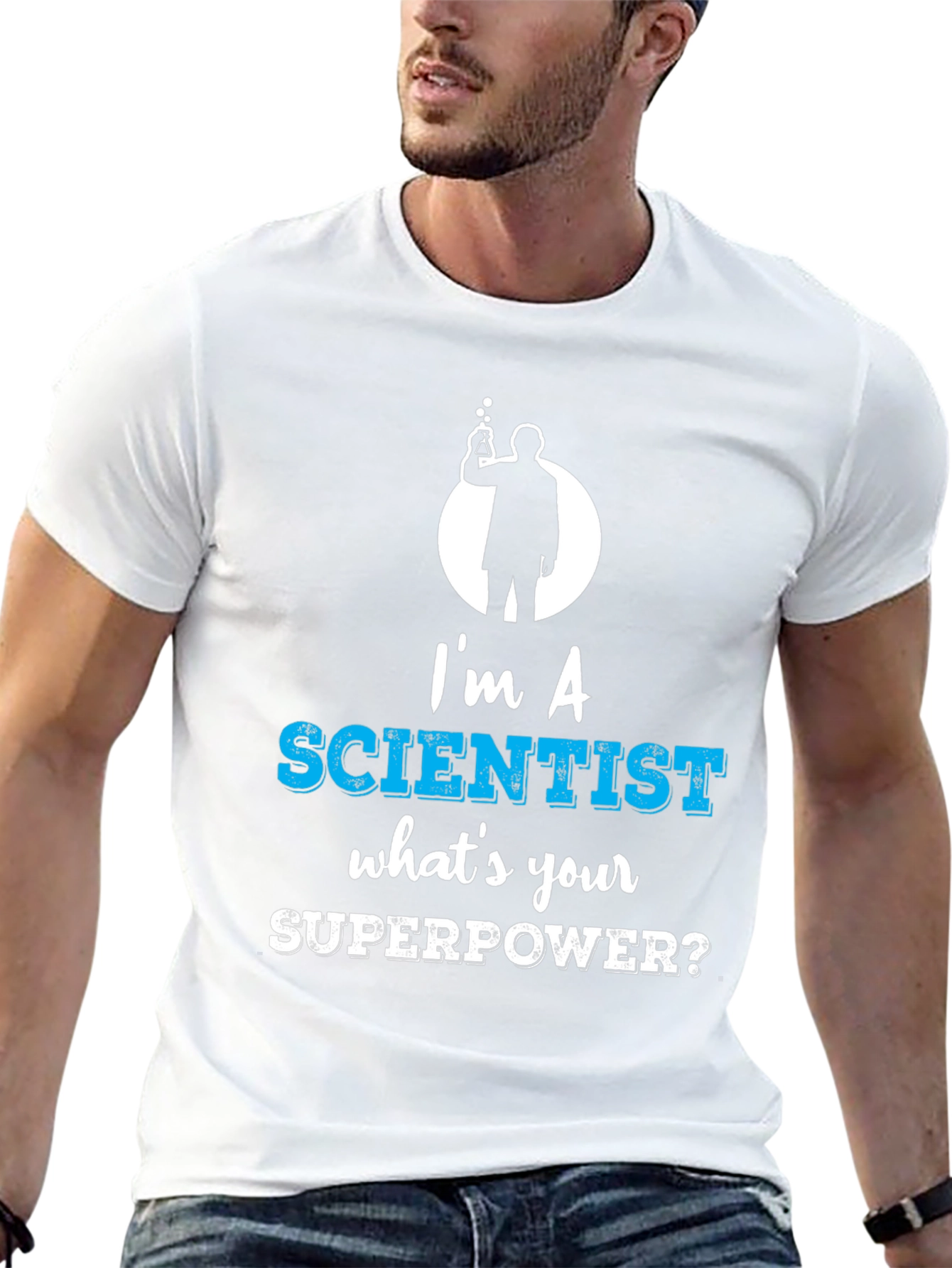 Black I'm a Scientist What's Your Superpower Funny T-Shirt view 13