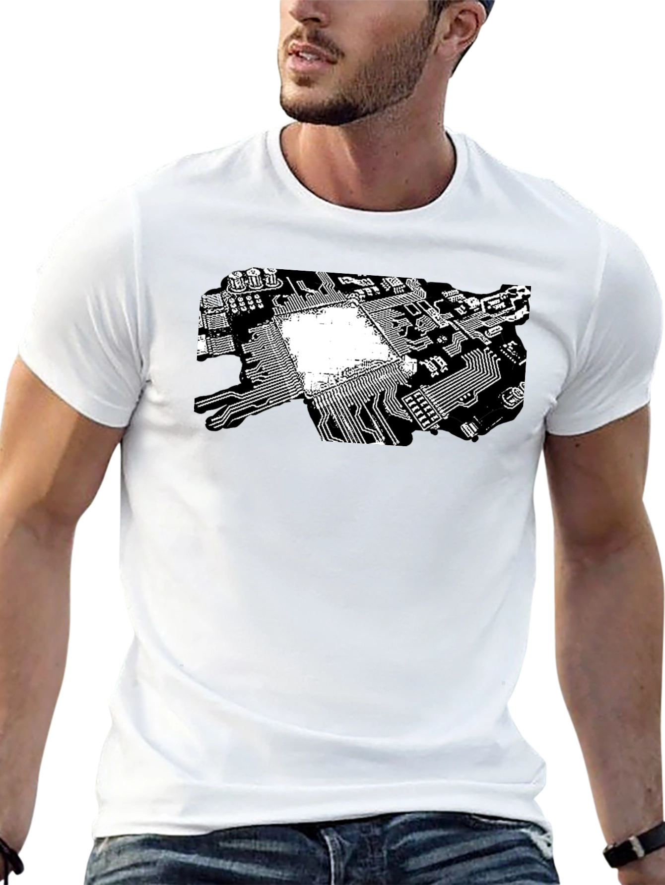 Black Tech Circuit Board Graphic Tee - Black view 13