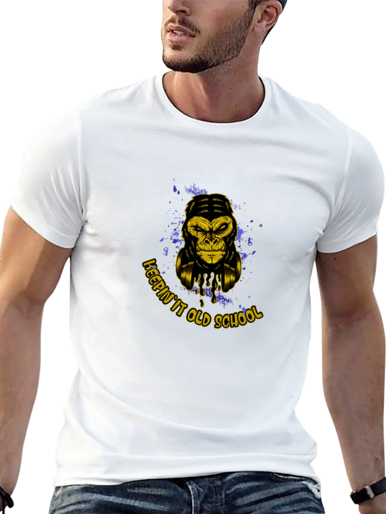 Black Keepin' It Old School Gorilla Graphic T-Shirt view 13