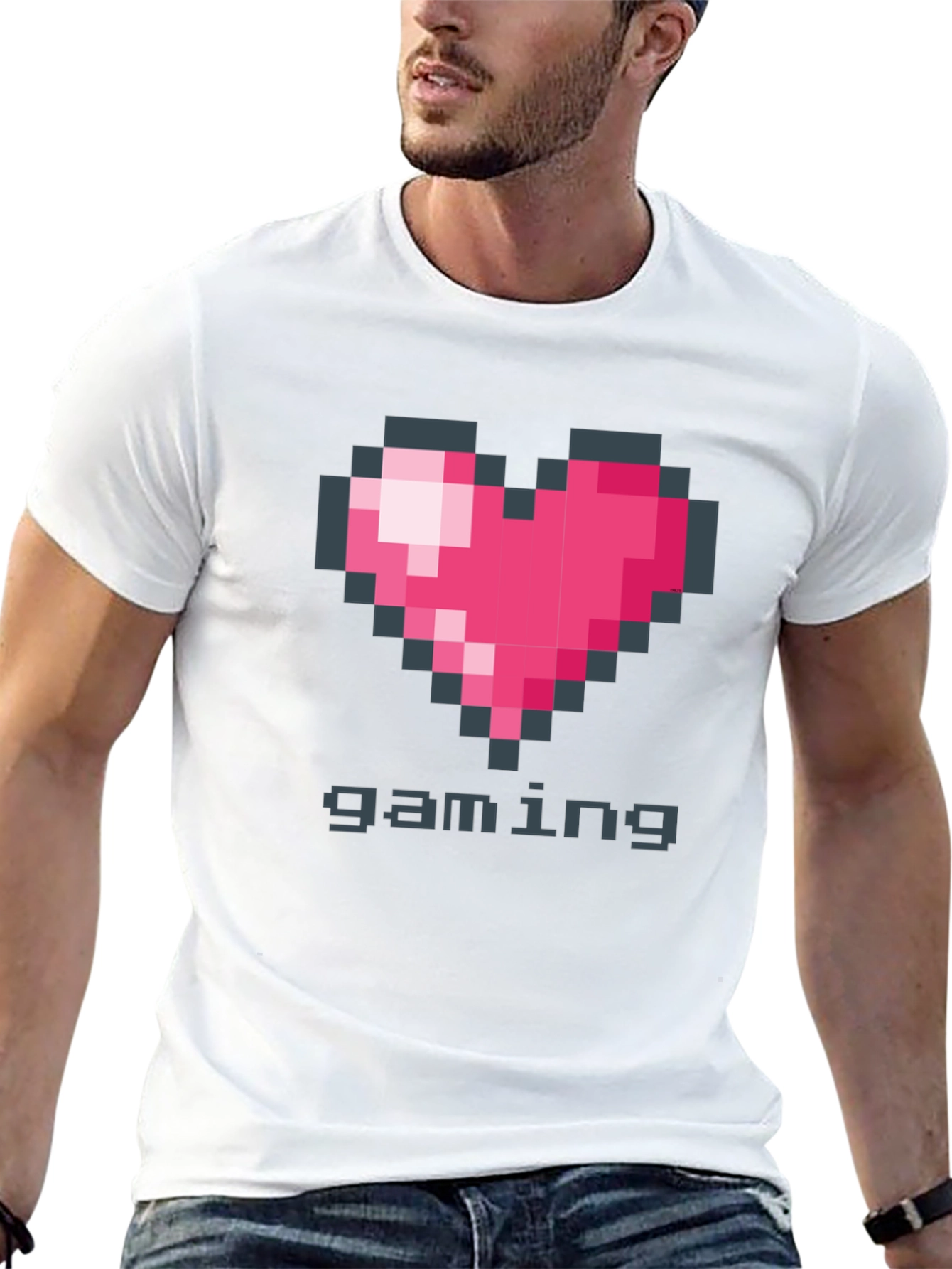 Black Pixel Heart Gaming T-Shirt view 13