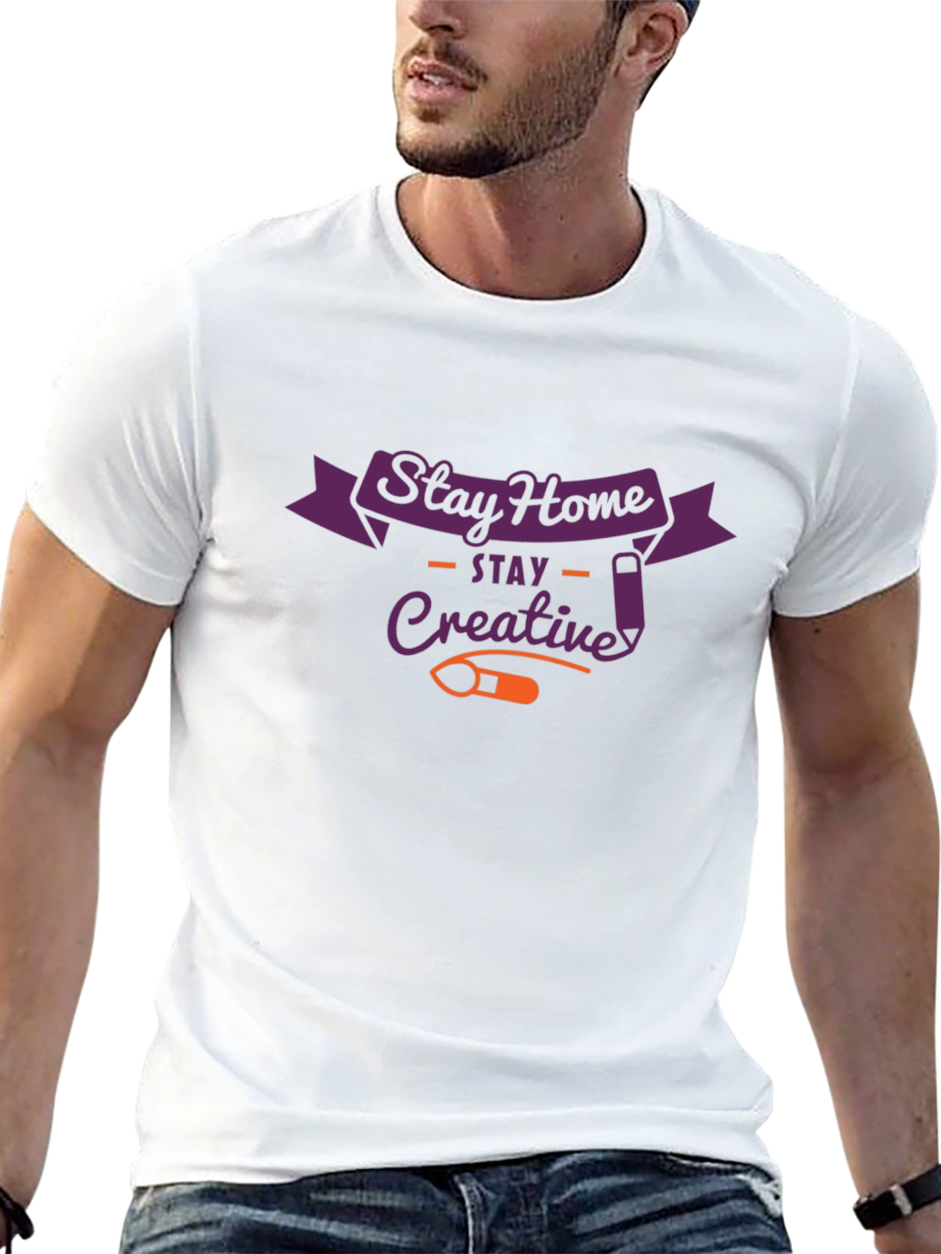 Black Stay Home Creative Black Graphic T-Shirt view 13