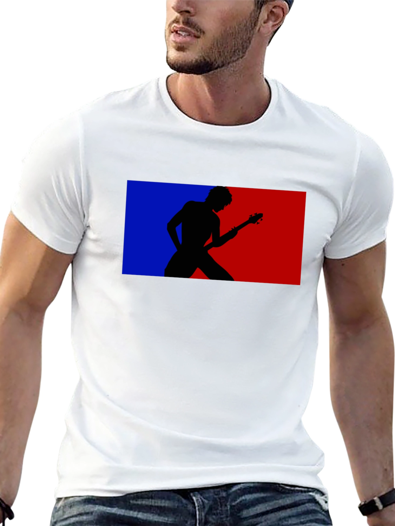 Black Retro Guitarist Tee - Black Graphic T-Shirt view 13