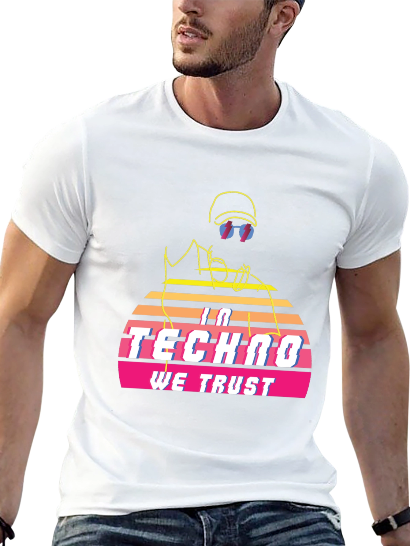 Black In Techno We Trust Retro T-Shirt - Black view 13