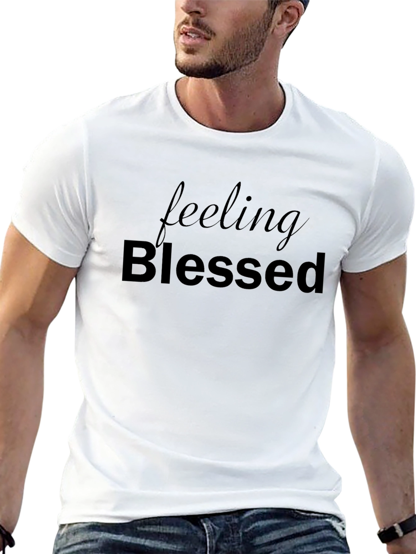 Black Feeling Blessed Black Graphic Tee view 13