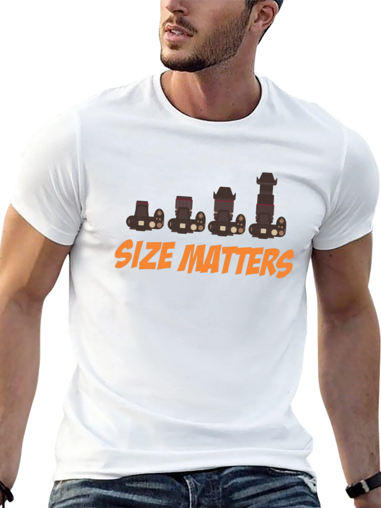 Black Size Matters Camera T-Shirt - Photography Humor view 13