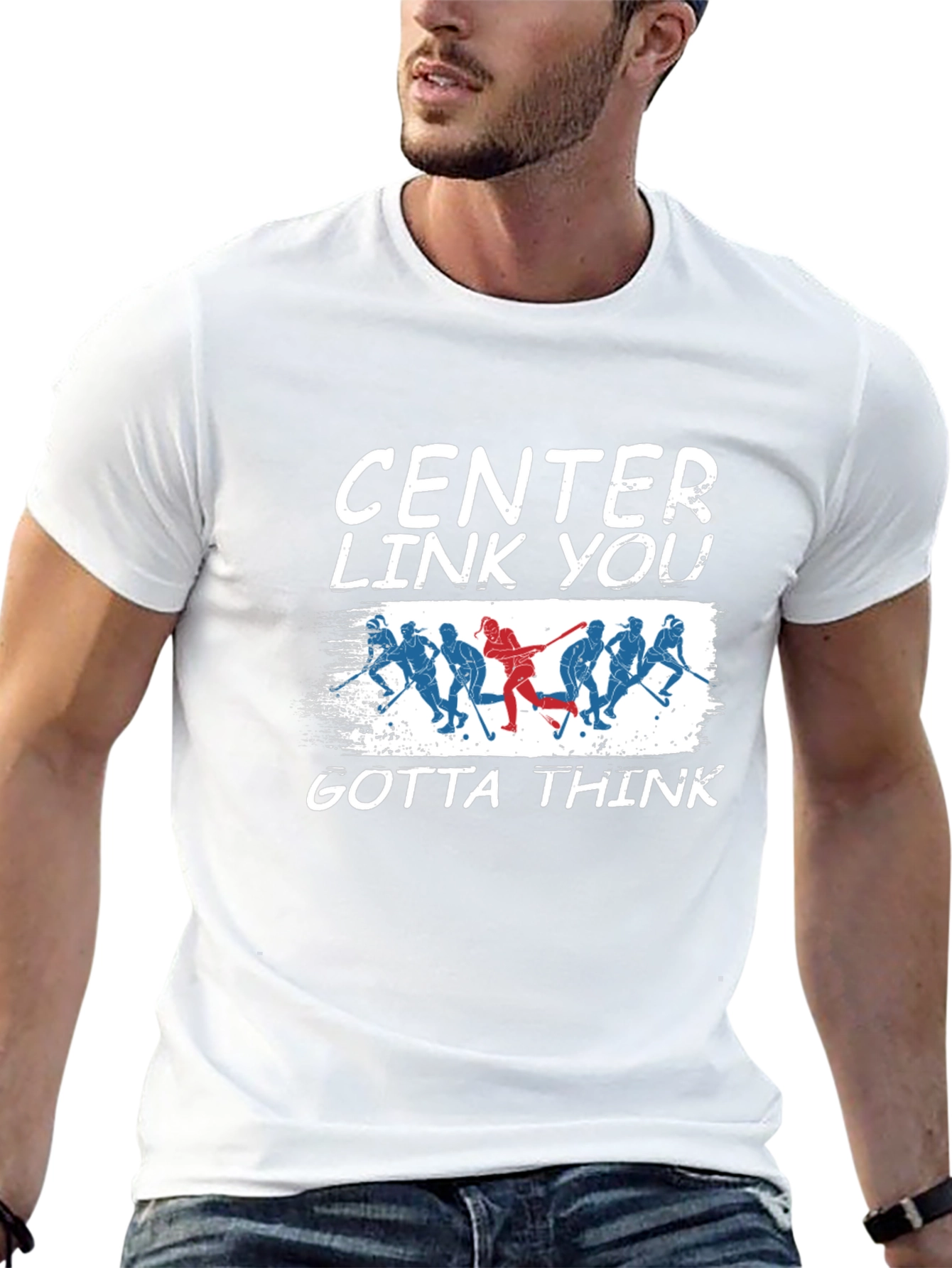 Black Center Link You Gotta Think Hockey Graphic Tee view 13