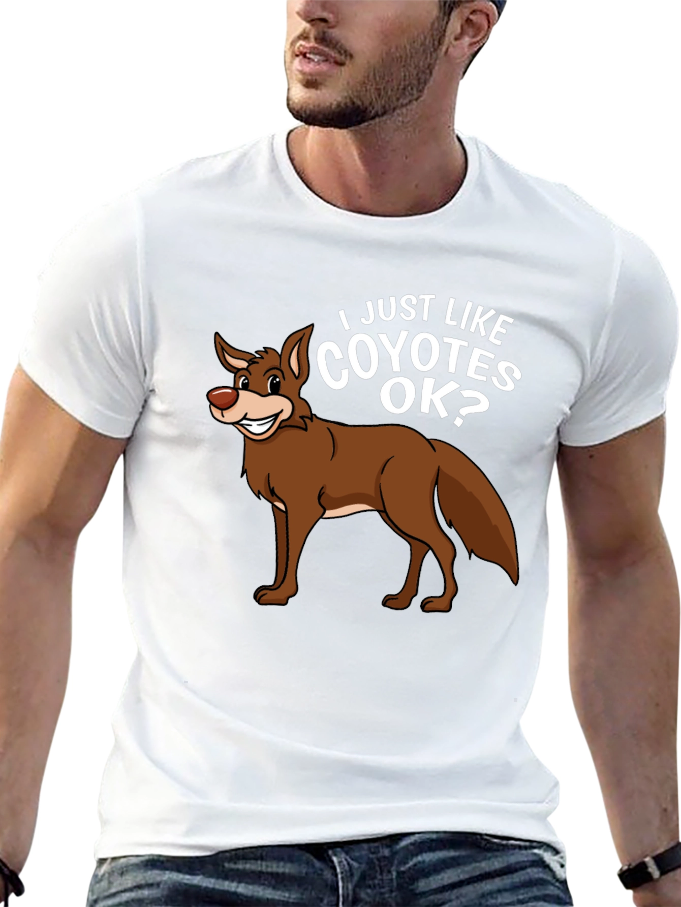 Black I Just Like Coyotes OK? Graphic T-Shirt view 13