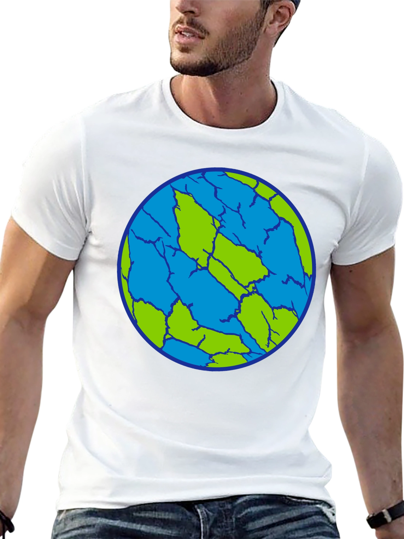 Black Cracked Earth T-Shirt - Unique Planet Design view 13