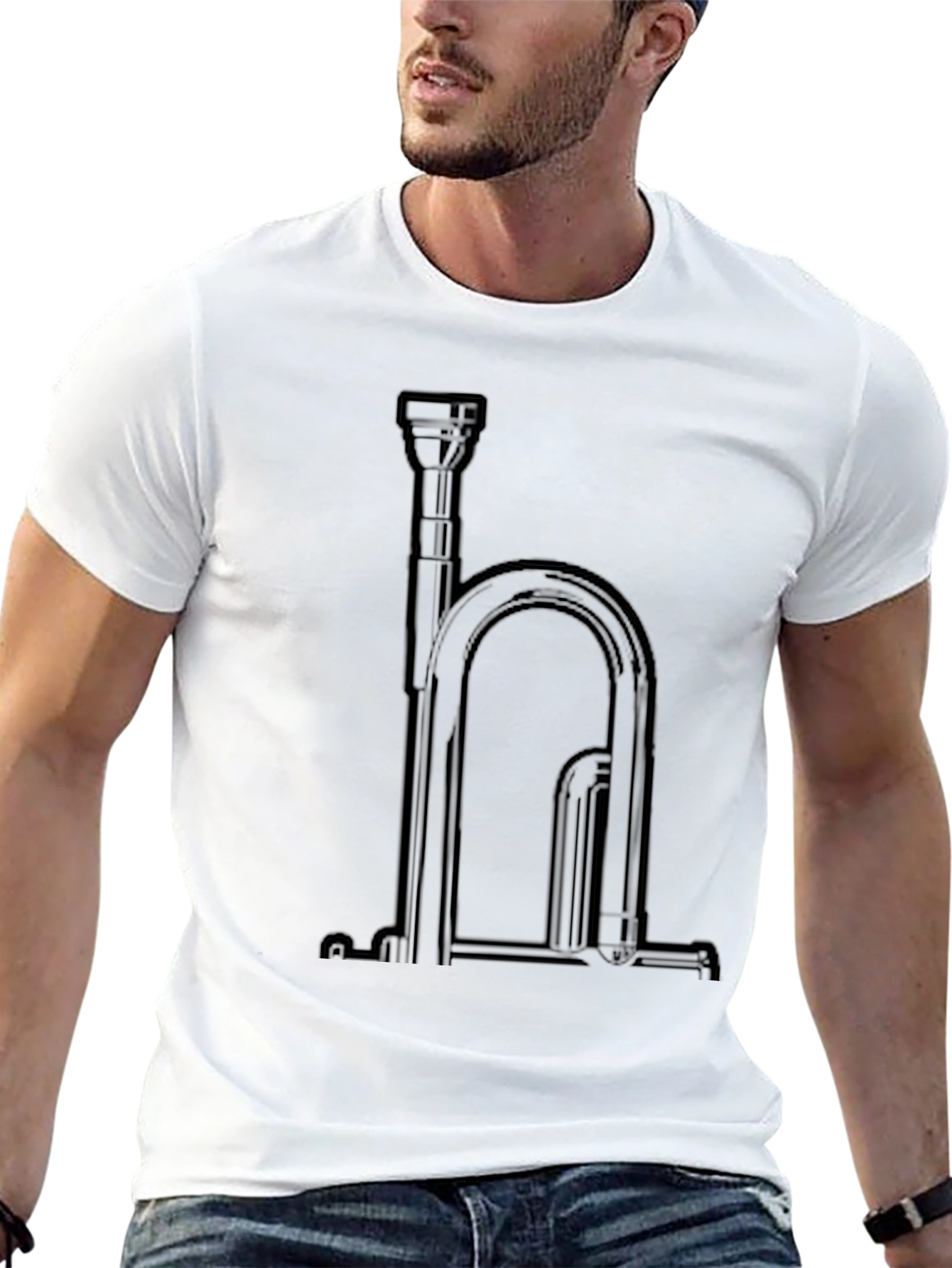 Black Bugle Graphic Black T-Shirt - Music Lover Tee view 13