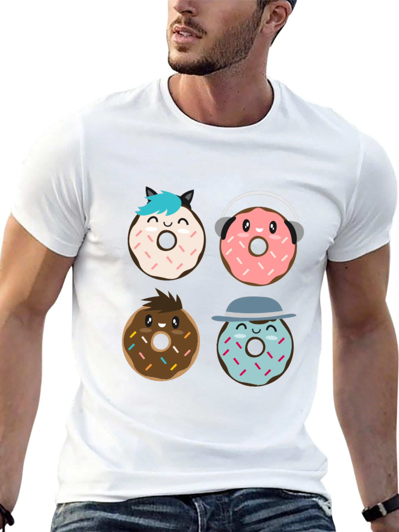 Black Donut Cartoon Graphic Black T-Shirt view 13