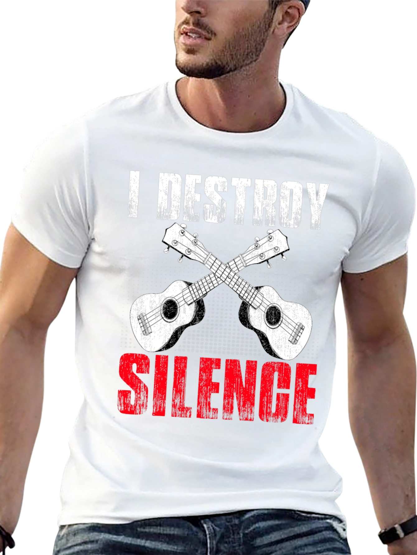 Black I Destroy Silence Ukulele T-Shirt view 13